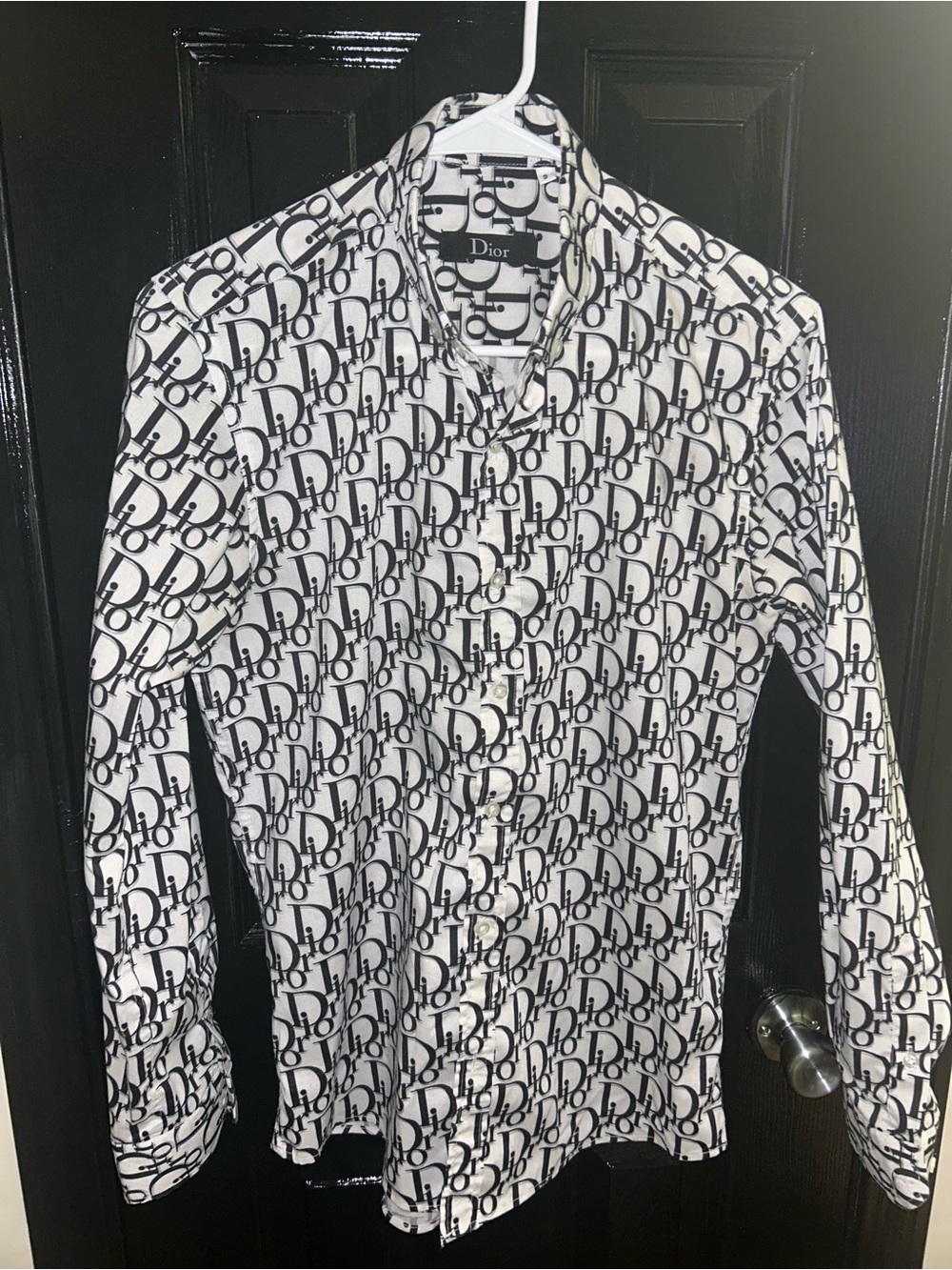 Dior Black & White All-Over Logo Dress Shirt